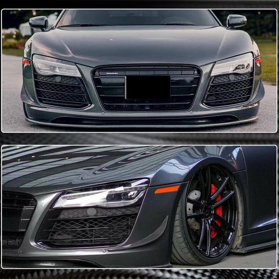 Накладки на передній бампер (Карбон) для Ауди R8 2006-2015 рр | Зображення 4