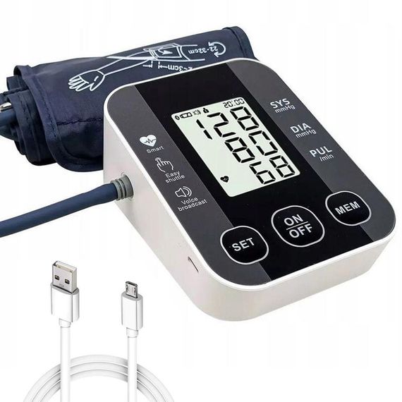 Автоматичний цифровий тонометр від батарейок або USB, BR-510 / Електронний вимірювач тиску / Плечовий тонометр з дисплеєм | Зображення 1