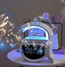 Стильное беспроводное зарядное устройство 15 Вт / Будильник / 4-в-1 Bluetooth-динамик