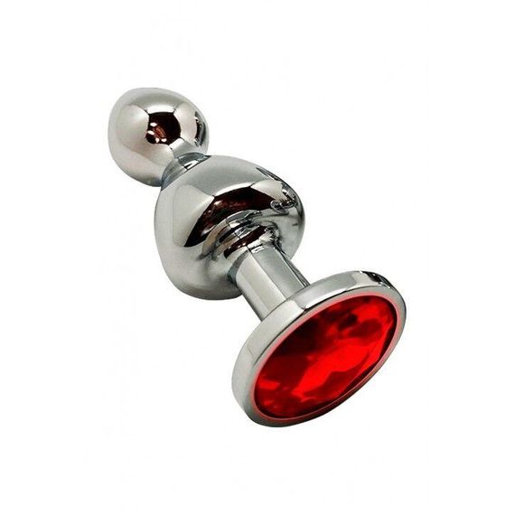 Металлическая анальная пробка Wooomy Lollypop Double Ball Metal Plug Red L диаметр 3,5, длина 10,5 с sexstyle