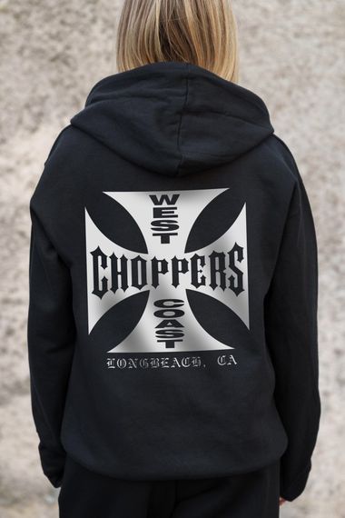 Утеплене зіп худі на флісі зіпер з принтом Choppers Without Kane Black | Зображення 5