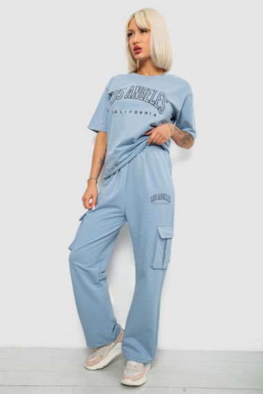 Костюм жіночий повсякденний однотонний, колір блакитний, 221R104 | Зображення 2