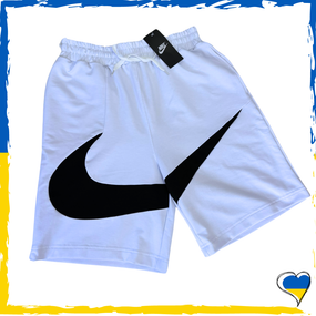 Шорти Nike Big Swoosh. Шорти Найк біг свуш білі велике лого. Шорти спортивні, повсякденні XS