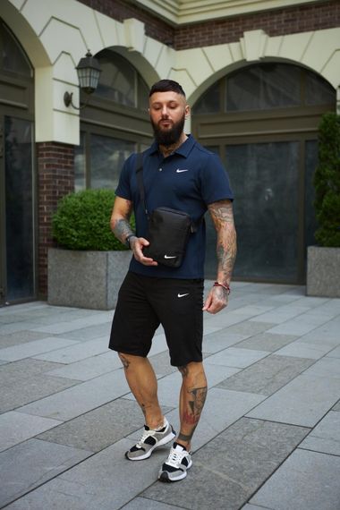 Комплект чоловічий Nike: поло синє + шорти чорні + барсетка чорна (1623403891) | Зображення 1