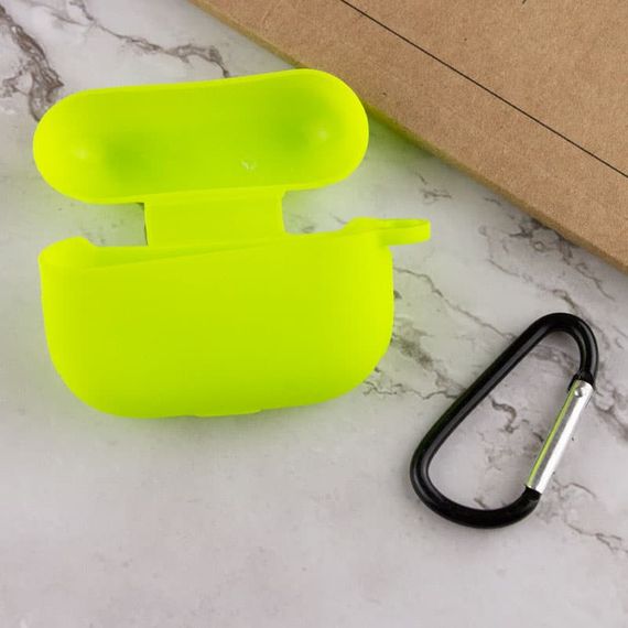 Силіконовий футляр New з карабіном для навушників Airpods Pro Салатовий / Neon green | Зображення 2