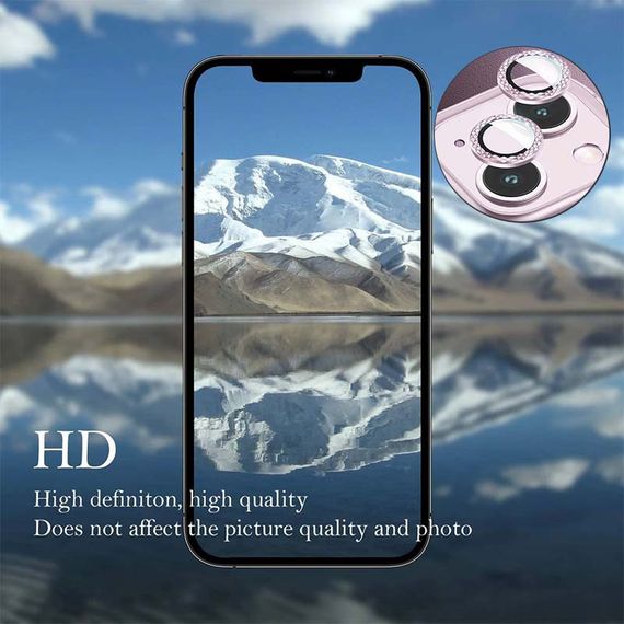 Захисне скло Metal Shine на камеру (у упак.) для Apple iPhone 14 (6.1") / 14 Plus (6.7") Золотий / Gold Рожевий / Pink | Зображення 4