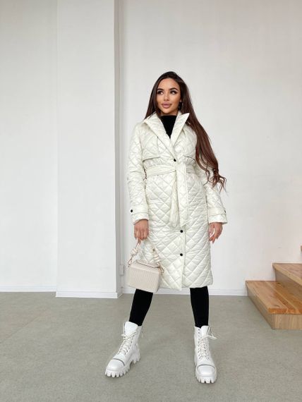 Пальто женское стеганое Milania Размер XL (48-50), M-L (44-46) XS-S (42-44) Молочный | Зображення 2