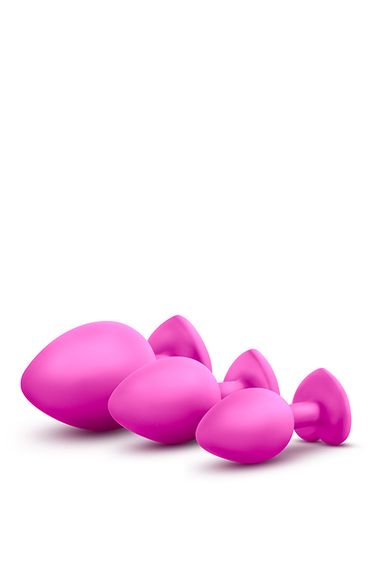 Набір анальних пробок LUXE BLING PLUGS TRAINING KIT PINK, Розовый/Прозрачный | Зображення 3