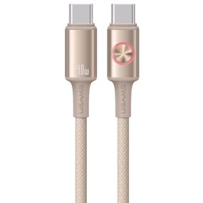 Дата кабель Usams US-SJ751 With Colorful Light Huan Ser. Type-C to Type-C 240W (1.2m) Tarnish