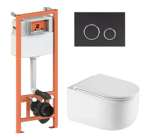 Набір Qtap Nest 4 в 1 підвісний унітаз Taurus Ultra Quiet 490x360x380 + комплект інсталяції QT2433084EUQW46154