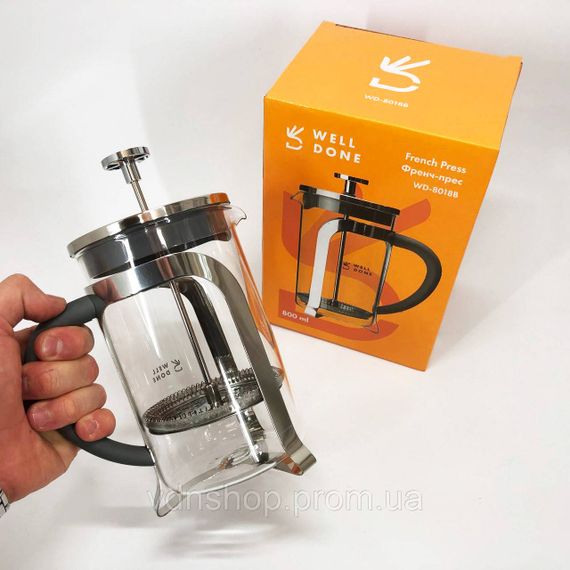 Заварники для заварювання чаю з пресом, Заварник прозорий, Френч-прес місткий, Чайник прес для чаю JY-30 | Зображення 7