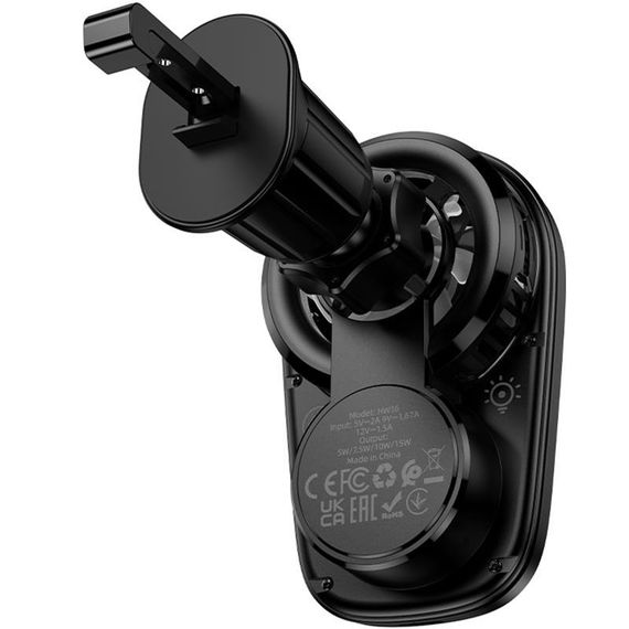 Автотримач з БЗП Hoco HW36 Electric 15W with cooler (air outlet) Black | Зображення 2