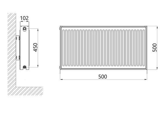 Радіатор сталевий Thermo Alliance IMAS 22 тип 500x500 мм бічне підключення (TAI22500500K) | Зображення 1