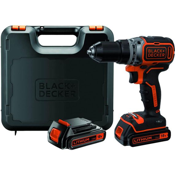Дрель-шуруповерт аккумуляторная бесщёточная BLACK+DECKER BL186KB | Зображення 1