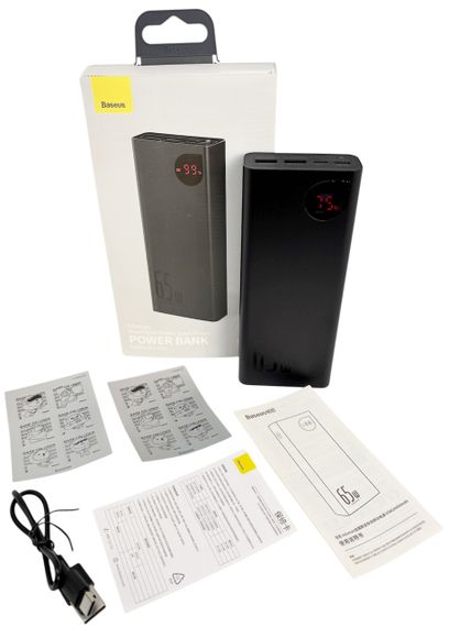 Power Bank 20000 mAh 65 W BASEUS Adaman потужний метал реальна ємність швидке заряджання зовнішній акумулятор павербанк | Зображення 1