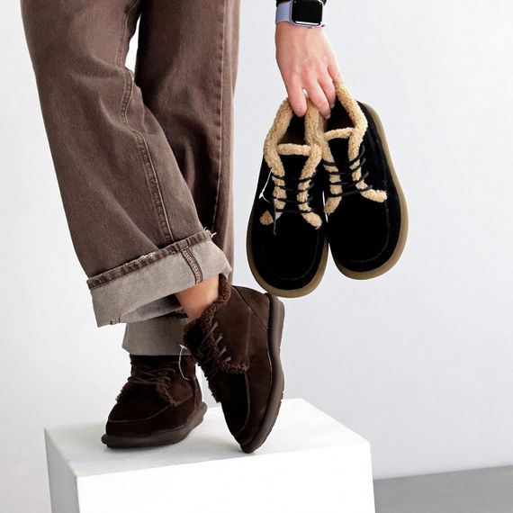 Стильні зимові низькі замшеві черевики колір Шоколад | Зображення 9