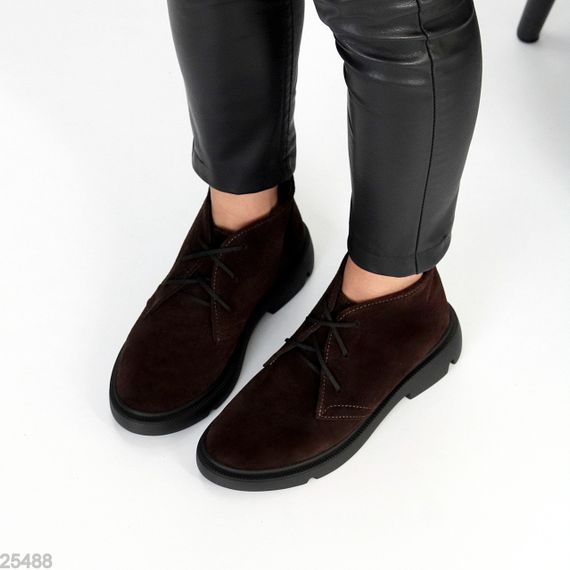 Модні практичні низькі черевики натуральна замша колір Шоколад | Зображення 6