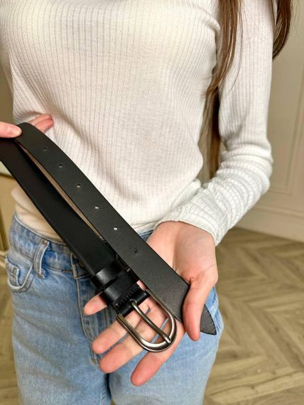 Ремень кожаный черного цвета | Зображення 3