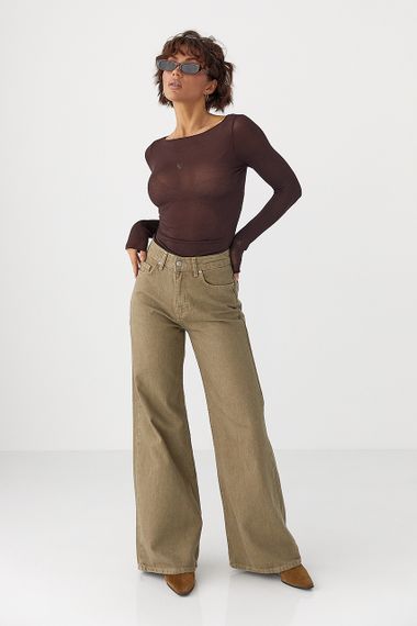 Приталений лонг у сітку - темно-коричневий цвет, S (є розміри) | Зображення 2