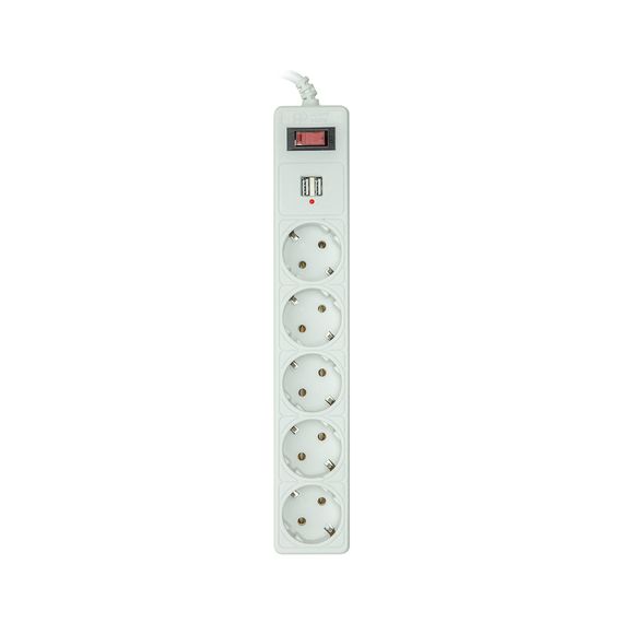 Мережевий фільтр живлення PowerPlant 5м, 5 розеток, USB 2.1A (JY-1056U/5) (PPSA10M50S5U) | Зображення 1
