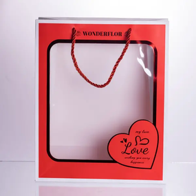 Набор подарочных пакетов из бумаги Love с окошком 12 шт 26×10×32 см HP-10359-18
