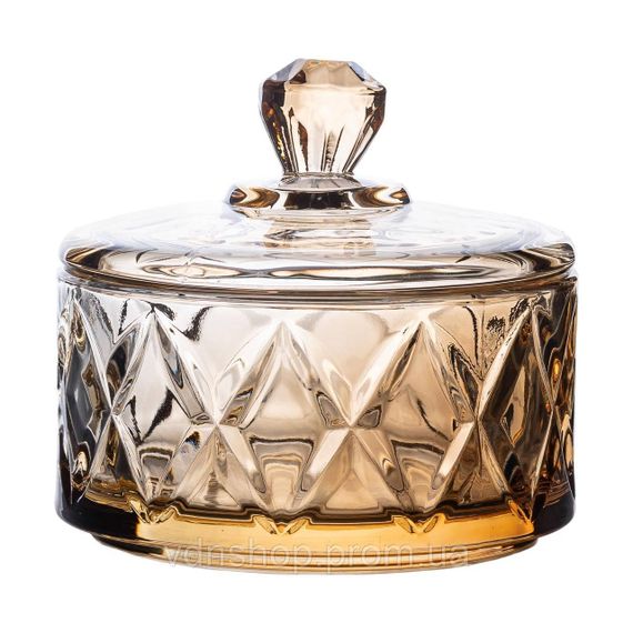 Цукерниця з кришкою Ø 10 см скляна коричнева HP-YH-21 | Зображення 1