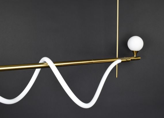 Люстра світлодіодна стельова LED світильник для квартири на стелю лед 27149 Латунь 40-122х30х120 см. | Зображення 9