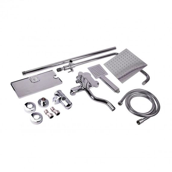 Душова система універсальна Qtap Plava на три споживача (з виливом) з полицею QT1005CRM Chrome | Зображення 9