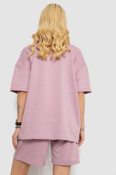 Женский летний костюм оверсайз шорты и футболка цвет пудровый размер S/M 241R5004 | Зображення 3