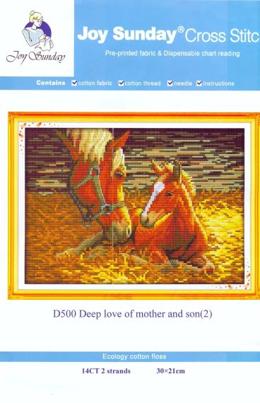Набор для вышивания крестиком по нанесённой на канву "Deep love of mother and son 2 ".AIDA 14CT printed 30*21с | Зображення 1