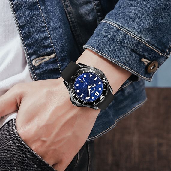 Чоловічий годинник Skmei 9276PBKBU Black-Blue Silicone Strap | Зображення 2