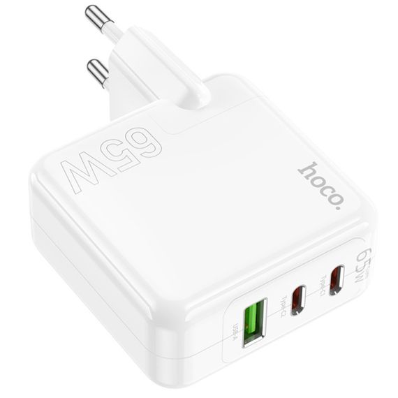 МЗП Hoco C115A Header PD65W+QC3.0 (1USB-A/2C) White | Зображення 1