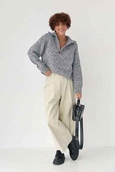 Теплий в'язаний светр - сірий цвет, ONE SIZE (є розміри) | Зображення 2