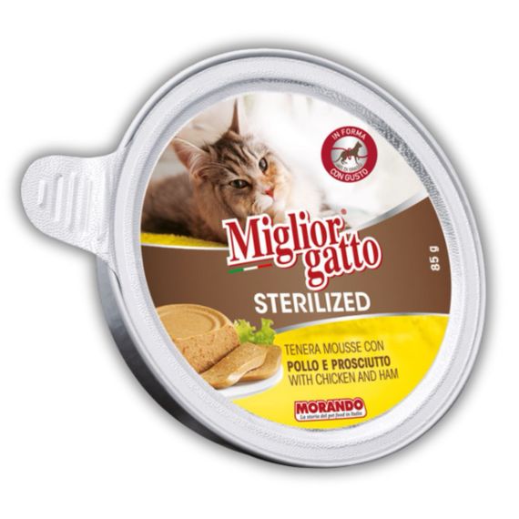 Вологий корм для стерилізованих котів з куркою та прошутто Morando Migliorgatto Sterilized, 85 гр