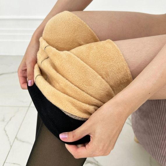 Колготы на меху с имитацией капроновых, Универсальный размер / Утепленные зимние колготы / Колготки женские | Зображення 1