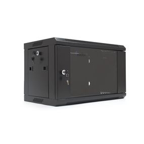Шафа Merlion 6U, 600*350*367 (Ш*Г*В) мм загартоване скло, чорна, сталь 1,2мм, із замком (у розібраному вигляді!!!), Black