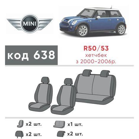 Чохли на сидіння з екошкіри та автотканини Mini One R50 2001-2006 EMC-Elegant | Зображення 1