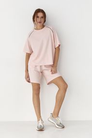 Спортивний костюм із шортами - пудра цвет, ONE SIZE (є розміри)