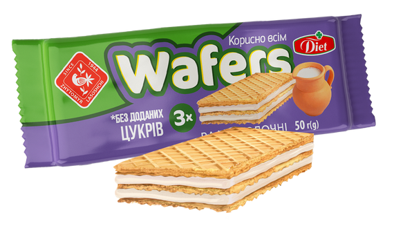 Вафлі з начинкою Wafers Diet молочні 50 г(214319)