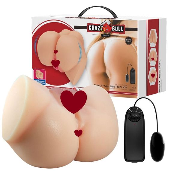 Мастурбатор вагина анус CRAZY BULL Emilia, Vibration Double holes TPR ABS sexstyle