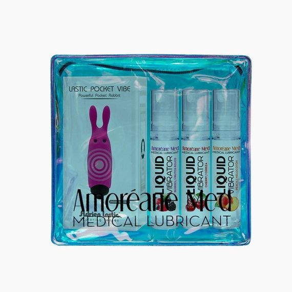Набір з 3-х смаків стимулювального лубриканта Amoreane Med (3х10мл) та віброкулі Adrien Lastic Pink sexstyle | Зображення 2