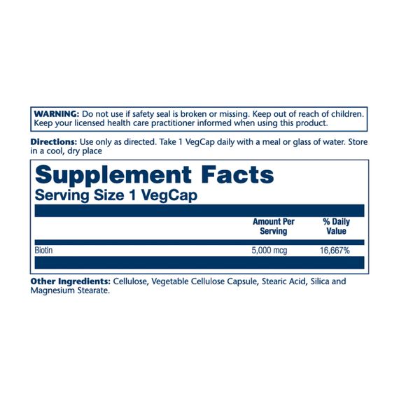 Biotin 5000mcg - 60 vcaps | Зображення 1