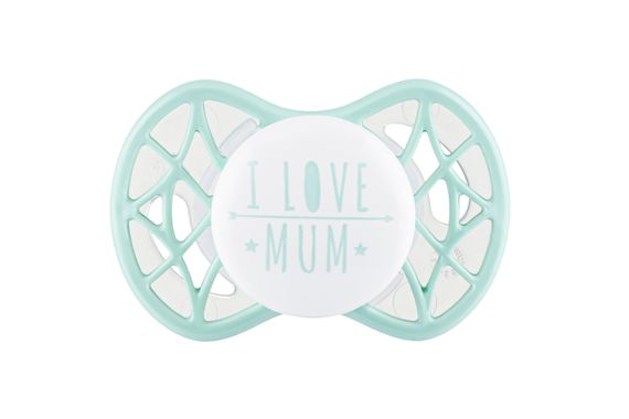 Пустышка ортодонтическая Nuvita NV7064 Air55 Cool 0m+&quot;I LOVE MUM&quot; мятная (NV7064SG)