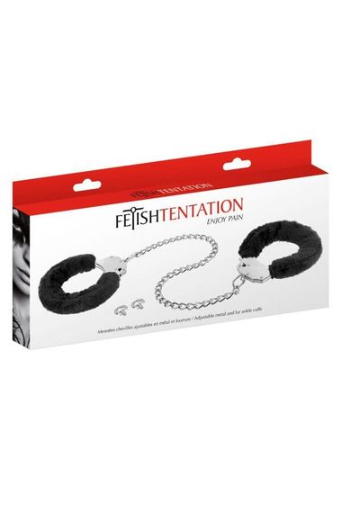 Поножі Fetish Tentation Adjustable metal and fur ankle cuffs Чорні One Size | Зображення 3