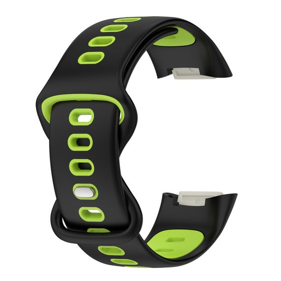 Силіконовий ремінець Primolux Sport для фітнес браслета Fitbit Charge 5 / Charge 6 - Black&Lime / розмір М