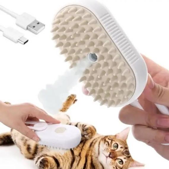 Щітка парова для вовни тварин з ручкою Steamy Brush Pet Біла