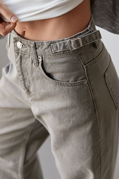 Широкі джинси Palazzo із затяжками на поясі - сірий цвет, 38р (є розміри) | Зображення 3