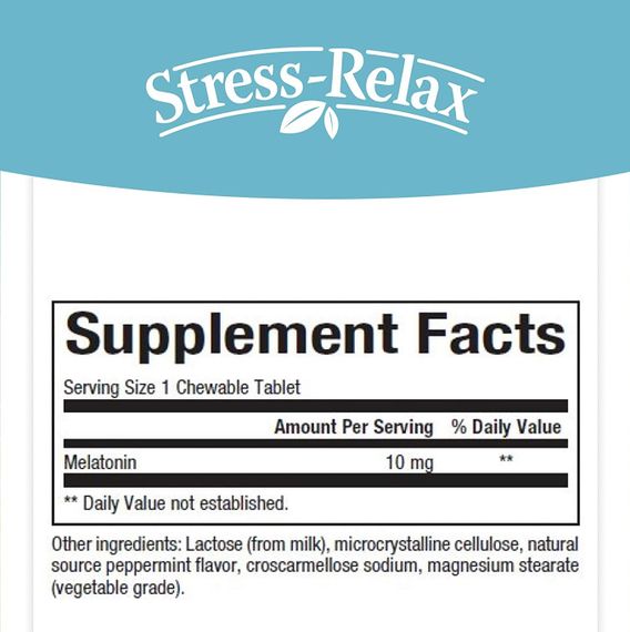 Мелатонін для сну Natural Factors Stress-Relax Melatonin 10 mg 60 Chewable Tabs | Зображення 1