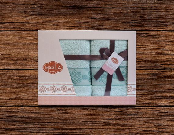 Набор махровых полотенец Marla Bellanita 2 шт: 50х90 см, 70х140 см Мятный | Зображення 2