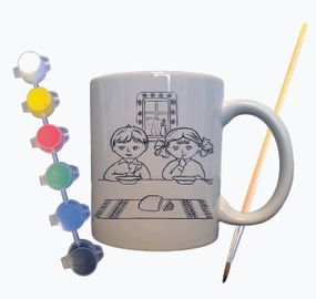 Набір для творчості кружка розмальовка "Українська родина" 330 мл біла